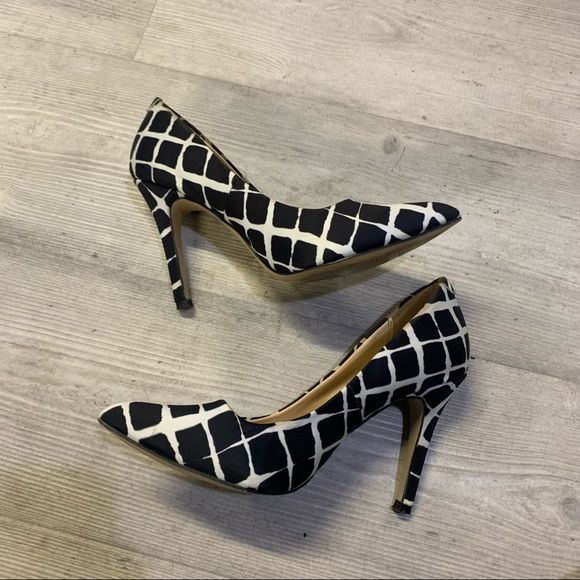 Black and white square print stiletto heel - Picture 5 of 10